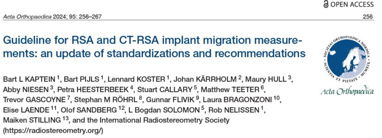Toni Ct Rsa New Guideline for RSA and CT-RSA implant migration measurements ...